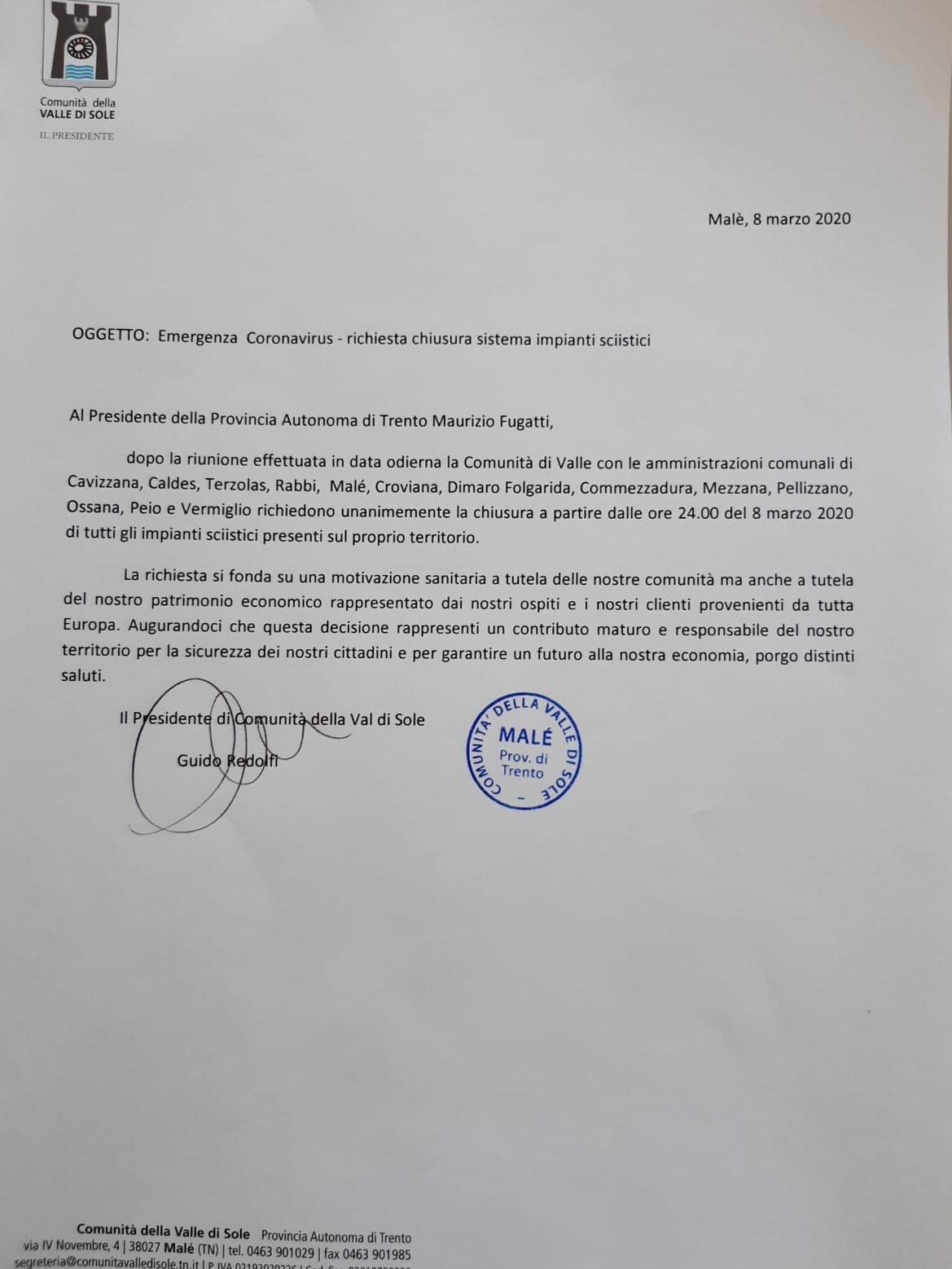 I sindaci della Val di Sole: "Bisogna chiudere gli impianti"