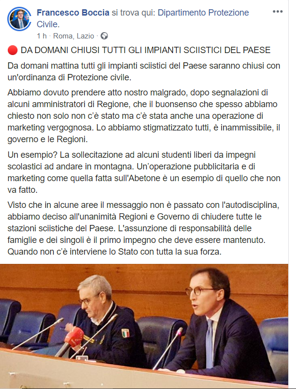 Impianti, si chiude gi&agrave;  da domani