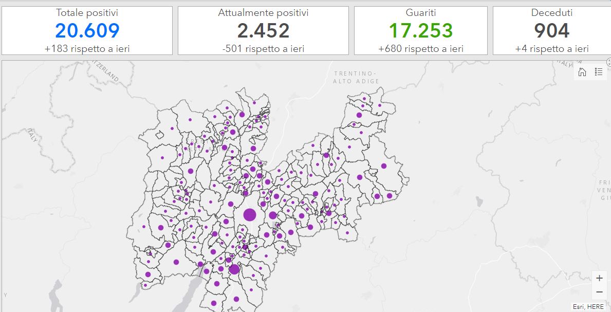 In Trentino ancora 4 decessi. Il numero delle vittime sale a 904