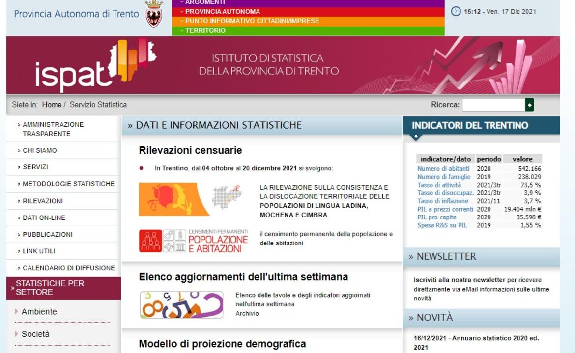 Pubblicato l'Annuario statistico relativo al 2020