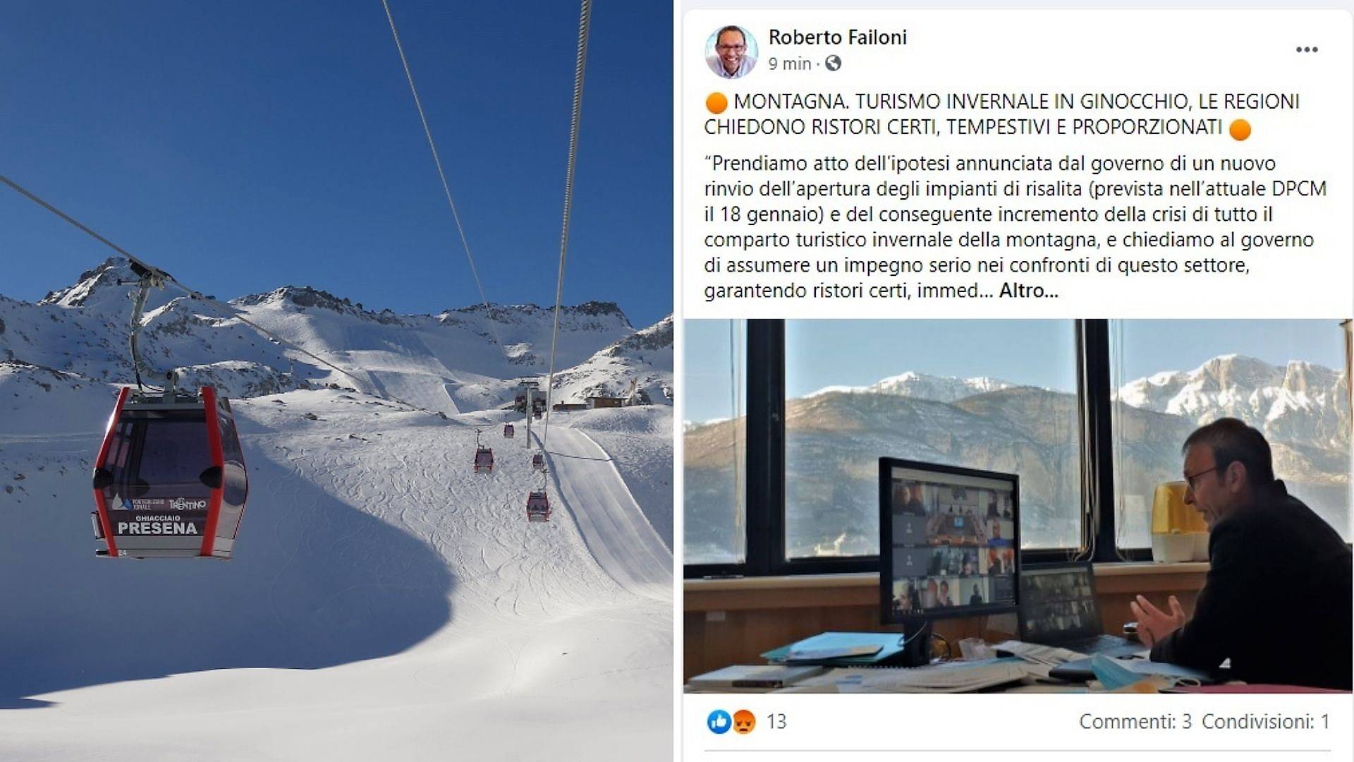 Covid-19, nuovo rinvio per l'apertura degli impianti da sci