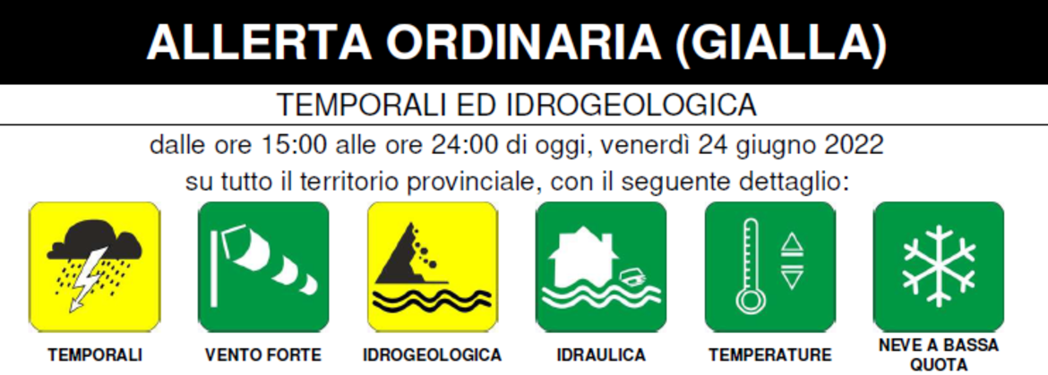 Possibile maltempo, emesso un avviso di allerta ordinaria (gialla)