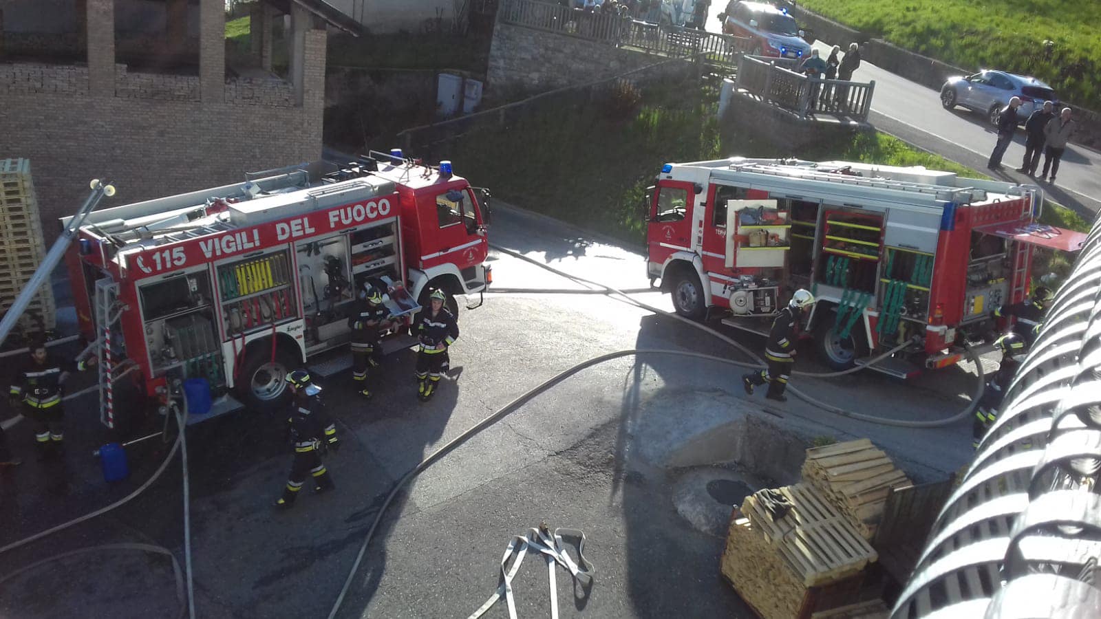 Incendio in una segheria