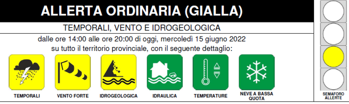 Maltempo, emesso un avviso di allerta ordinaria (gialla)