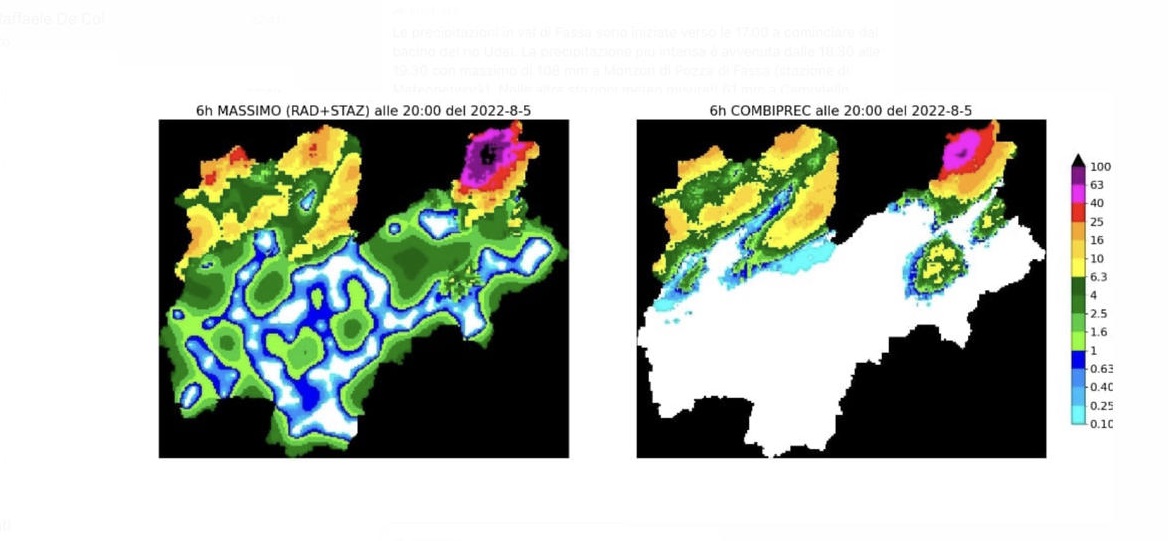 Maltempo: fino a 108 millimetri di pioggia a Pozza di Fassa
