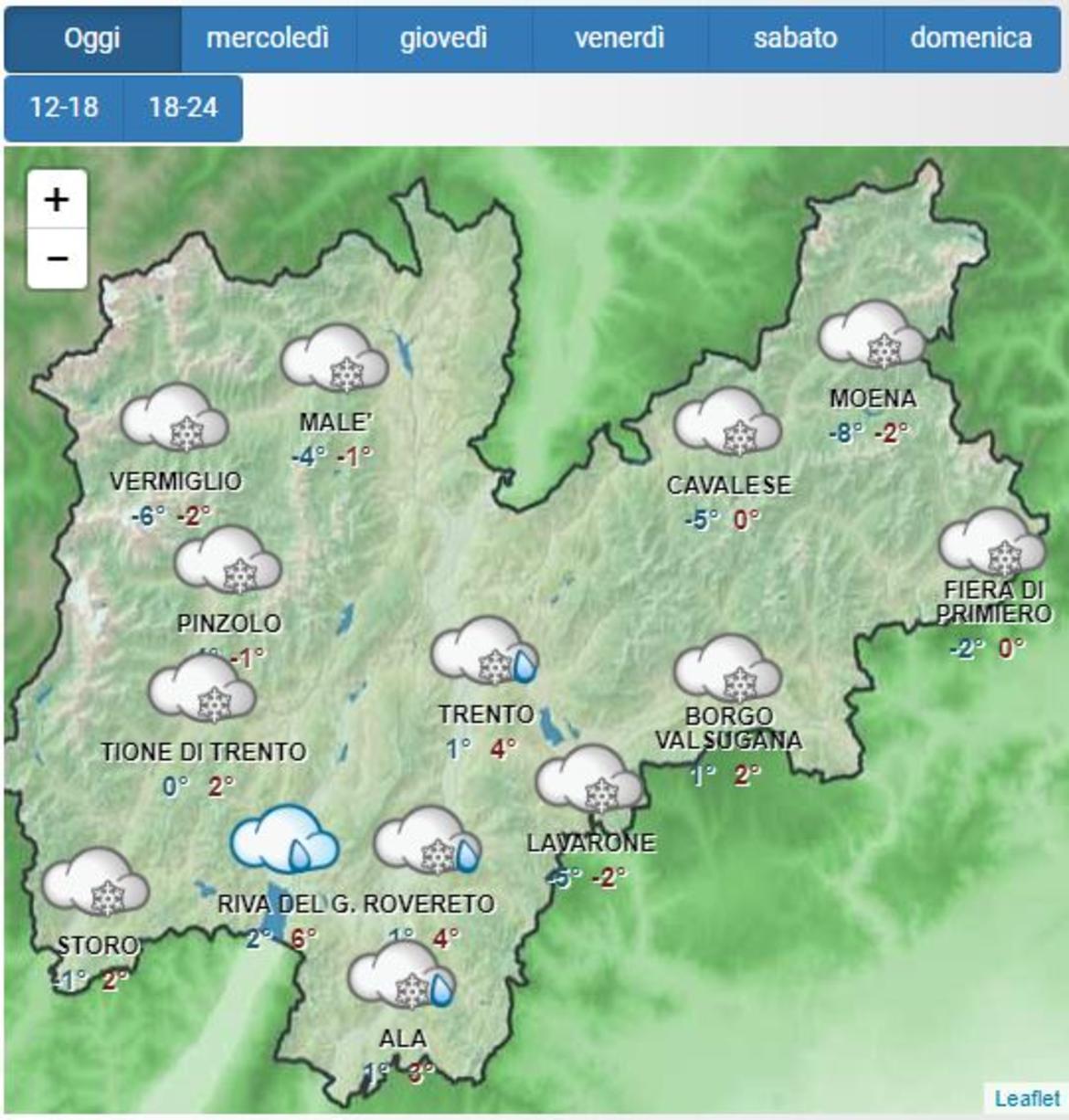 Meteo e viabilit&agrave; , temperature in calo