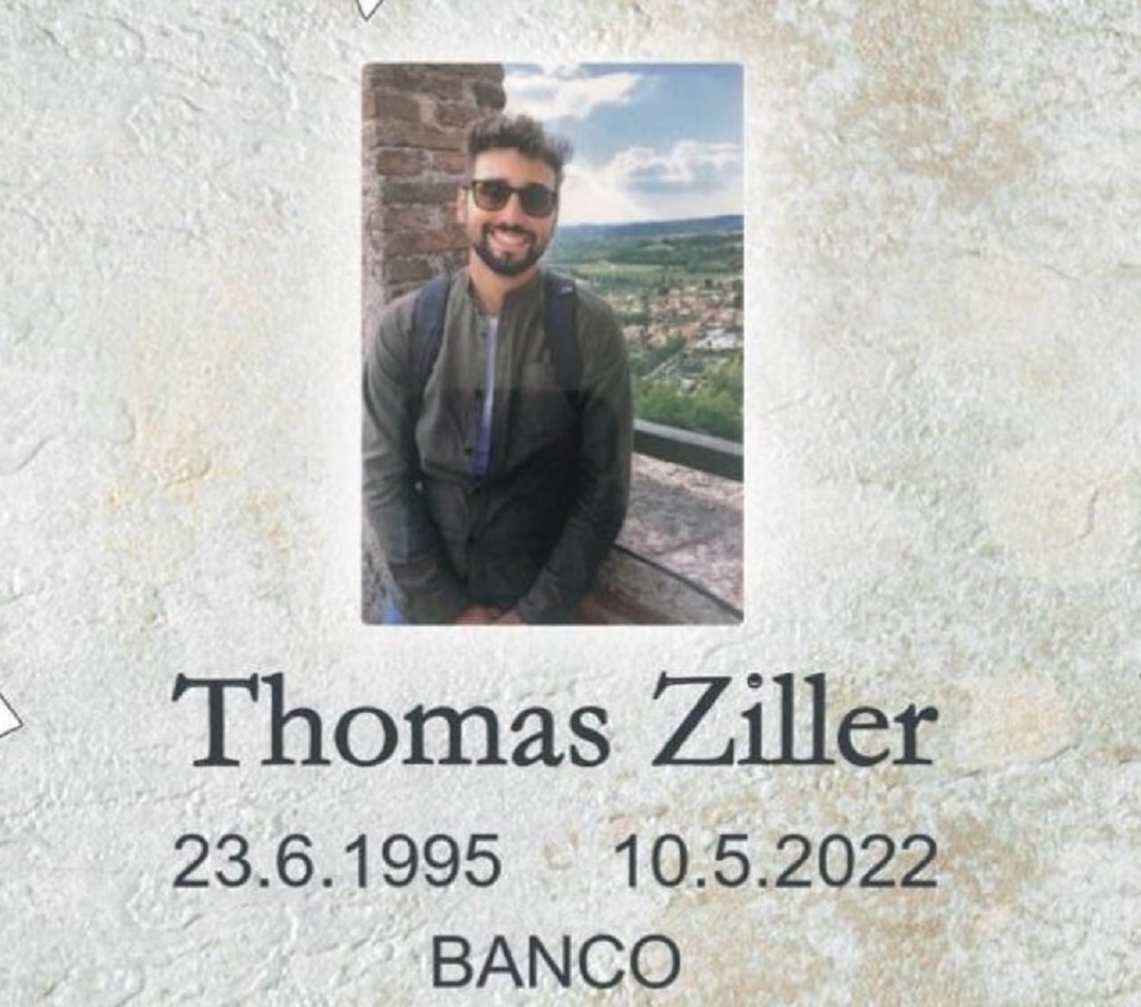 Un anno fa la tragica scomparsa di Thomas Ziller