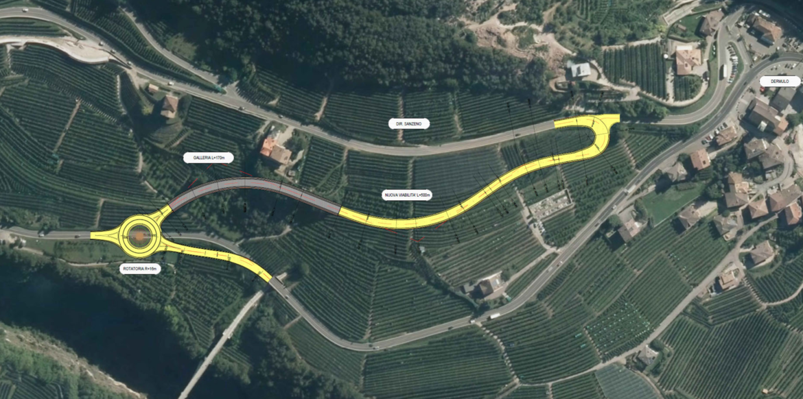 Svincolo di Dermulo, rotatoria vicino alla diga di Santa Giustina