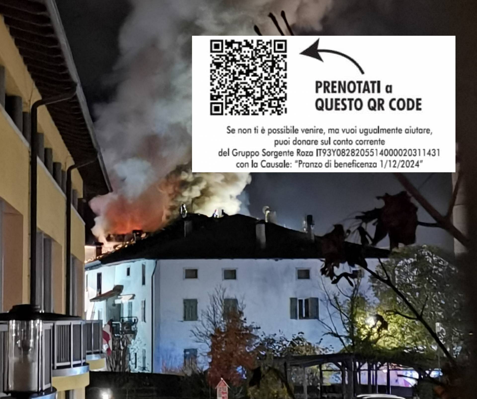 Un pranzo di beneficenza per gli incendiati di Taio