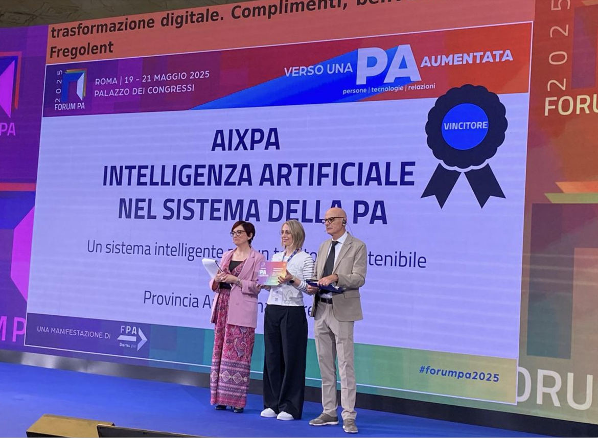 Intelligenza artificiale, la Provincia premiata da ForumPA