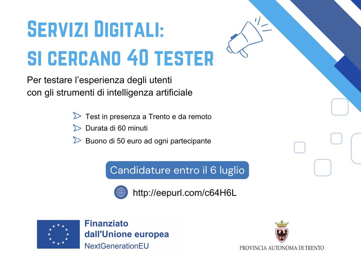 Servizi digitali e intelligenza artificiale, si cercano 40 tester