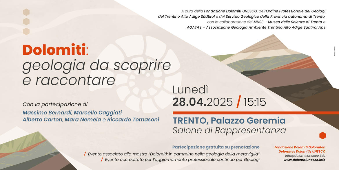 “Dolomiti, geologia da scoprire e raccontare”, il convegno lunedì 28 aprile