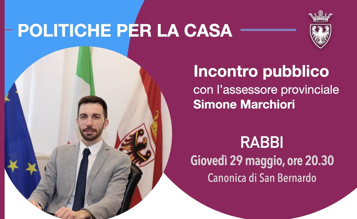 Politiche per la casa, giovedì 29 maggio l’assessore Marchiori a Rabbi