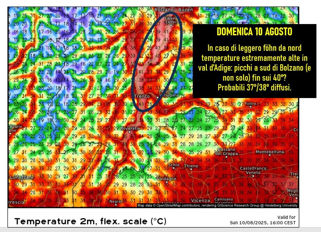 Caldo, il picco domenica 10 agosto 