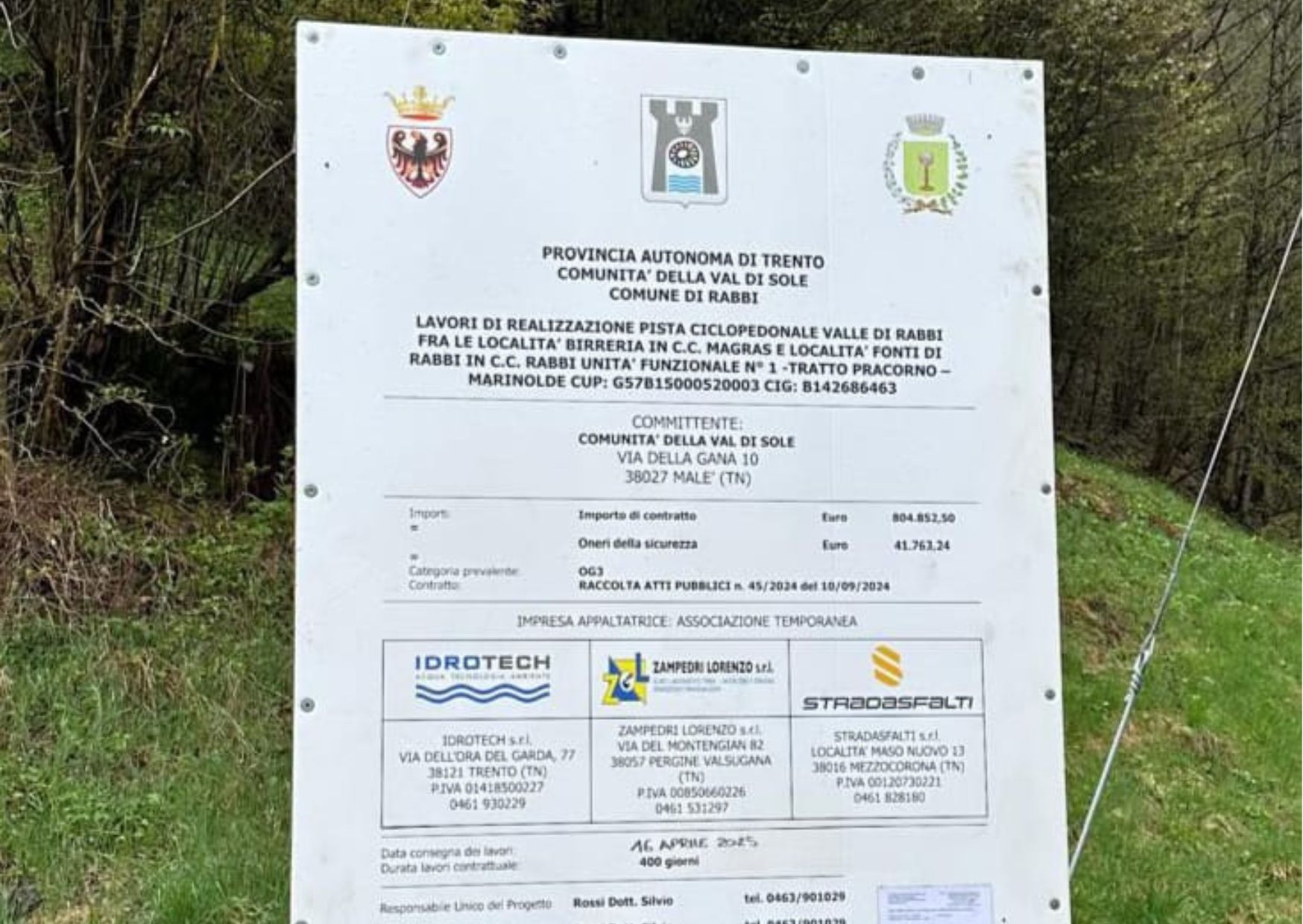 Pista ciclabile a Rabbi: mercoledì la consegna del primo lotto