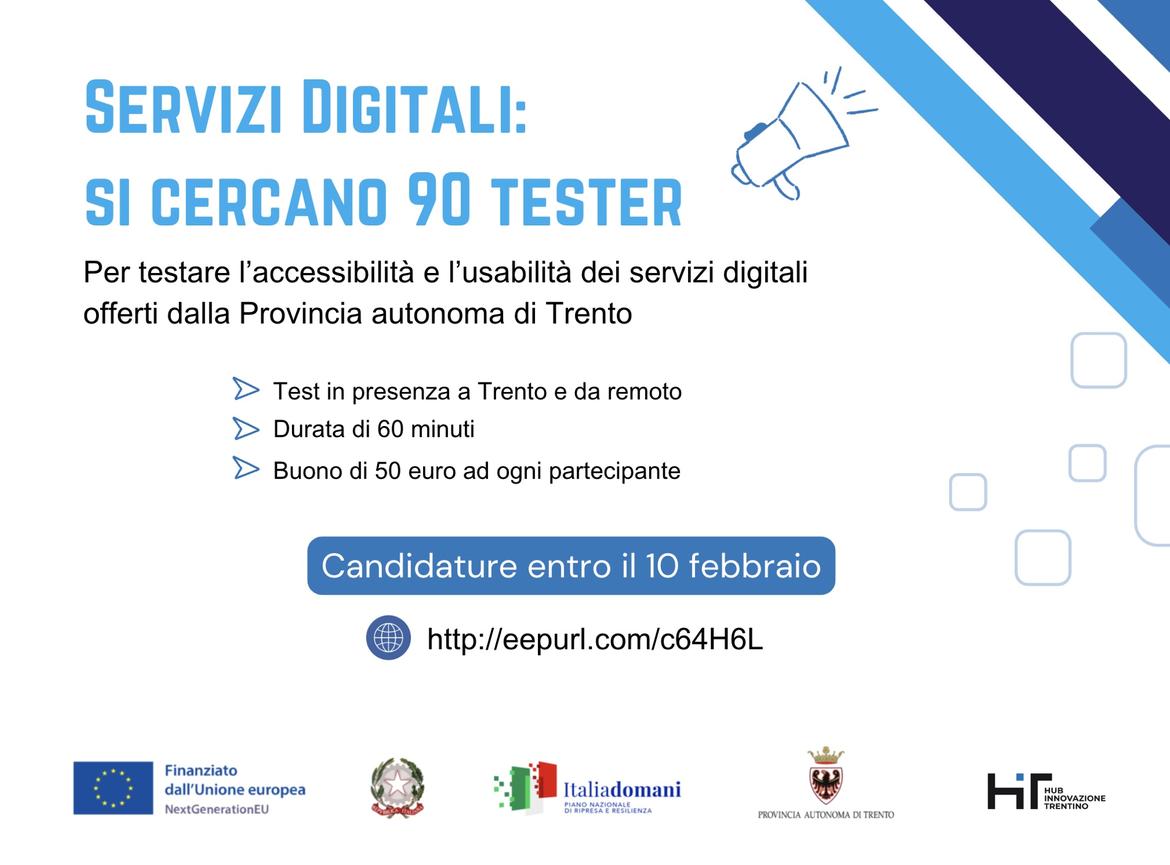 Servizi Digitali, si cercano 90 tester