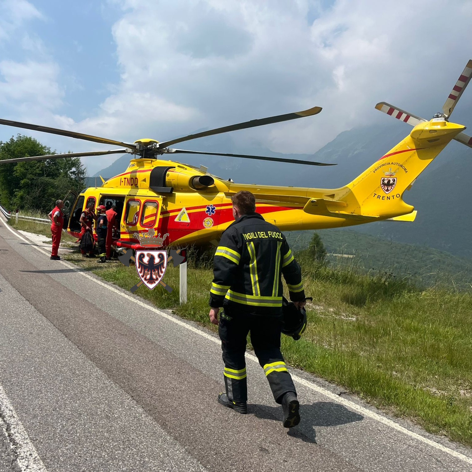 Motociclista nella scarpata