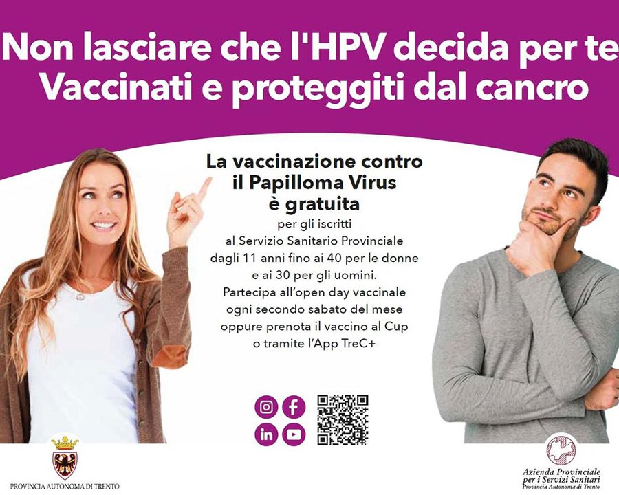 Papilloma virus: sabato 10 gennaio l'open day vaccinale