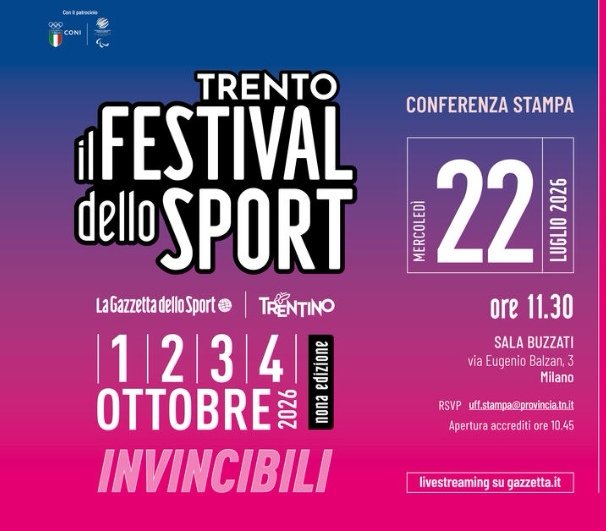 Il Festival dello Sport di Trento: il 22 luglio a Milano la presentazione della nona edizione